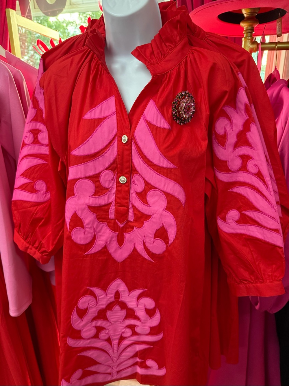 NWT Red Tunic with Pink Appliqué Dress